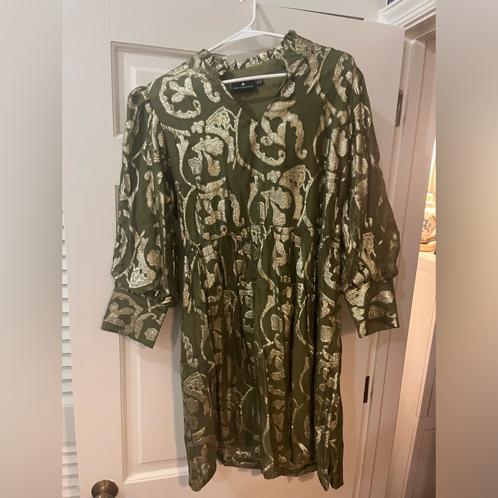 Green and Gold Patterned Dress